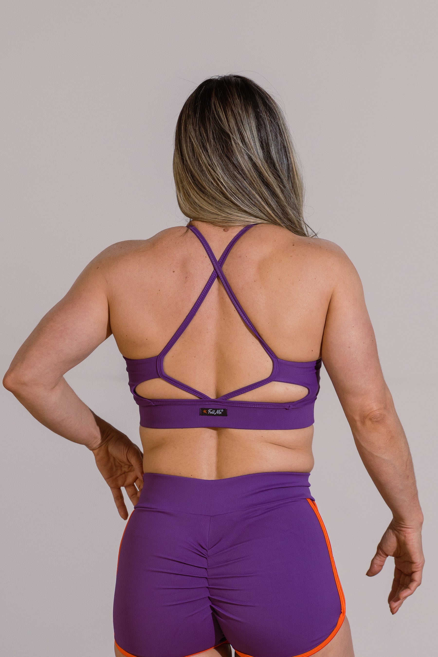 Conjunto Fitness Academia ActiveDynamics - Top + Shorts em Poliamida Roxo