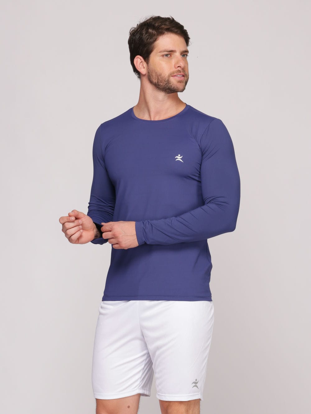 Camiseta Masculina Manga Longa Proteção UV Tecido Poliamida Evita Transpiração - Azul