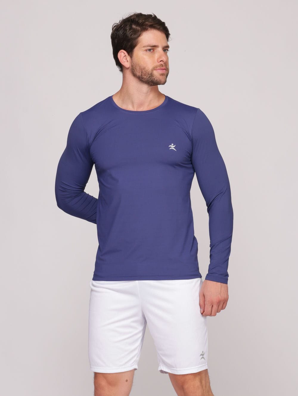 Camiseta Masculina Manga Longa Proteção UV Tecido Poliamida Evita Transpiração - Azul