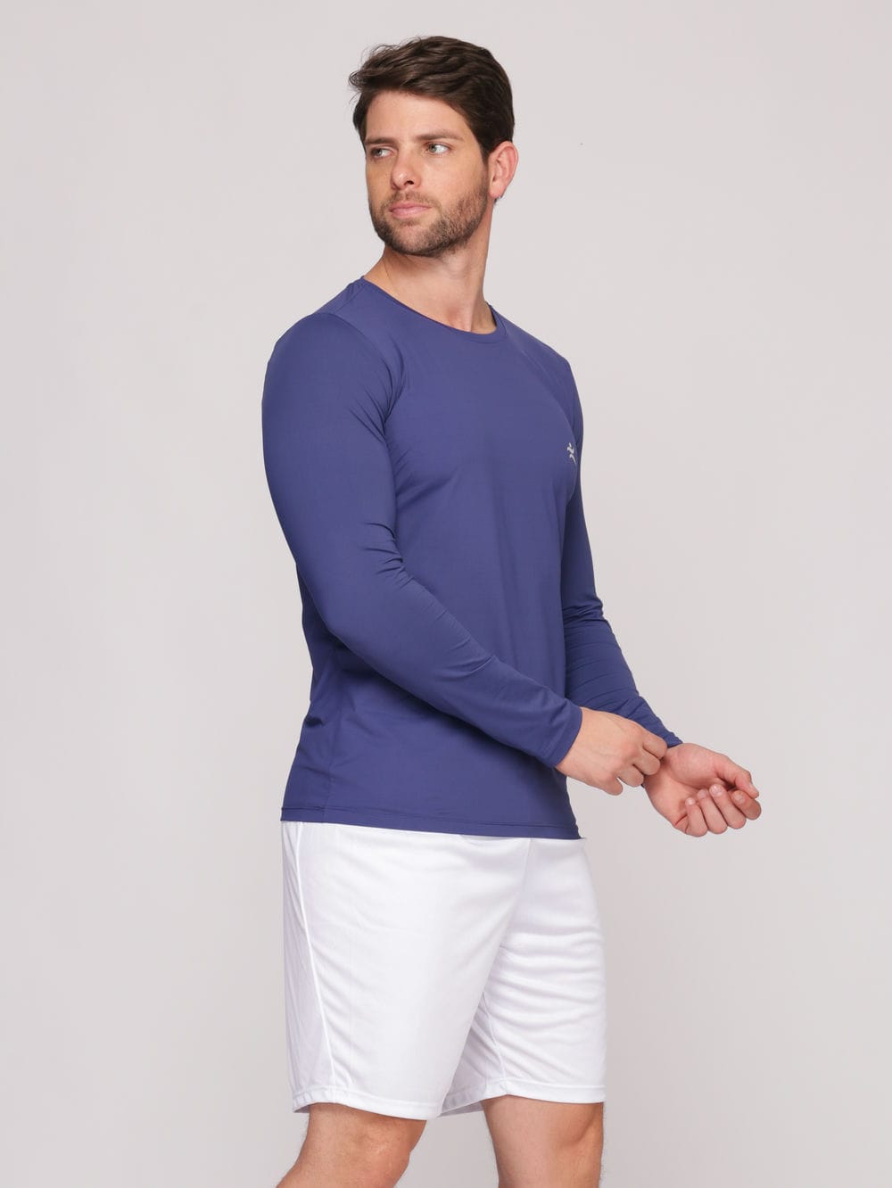 Camiseta Masculina Manga Longa Proteção UV Tecido Poliamida Evita Transpiração - Azul