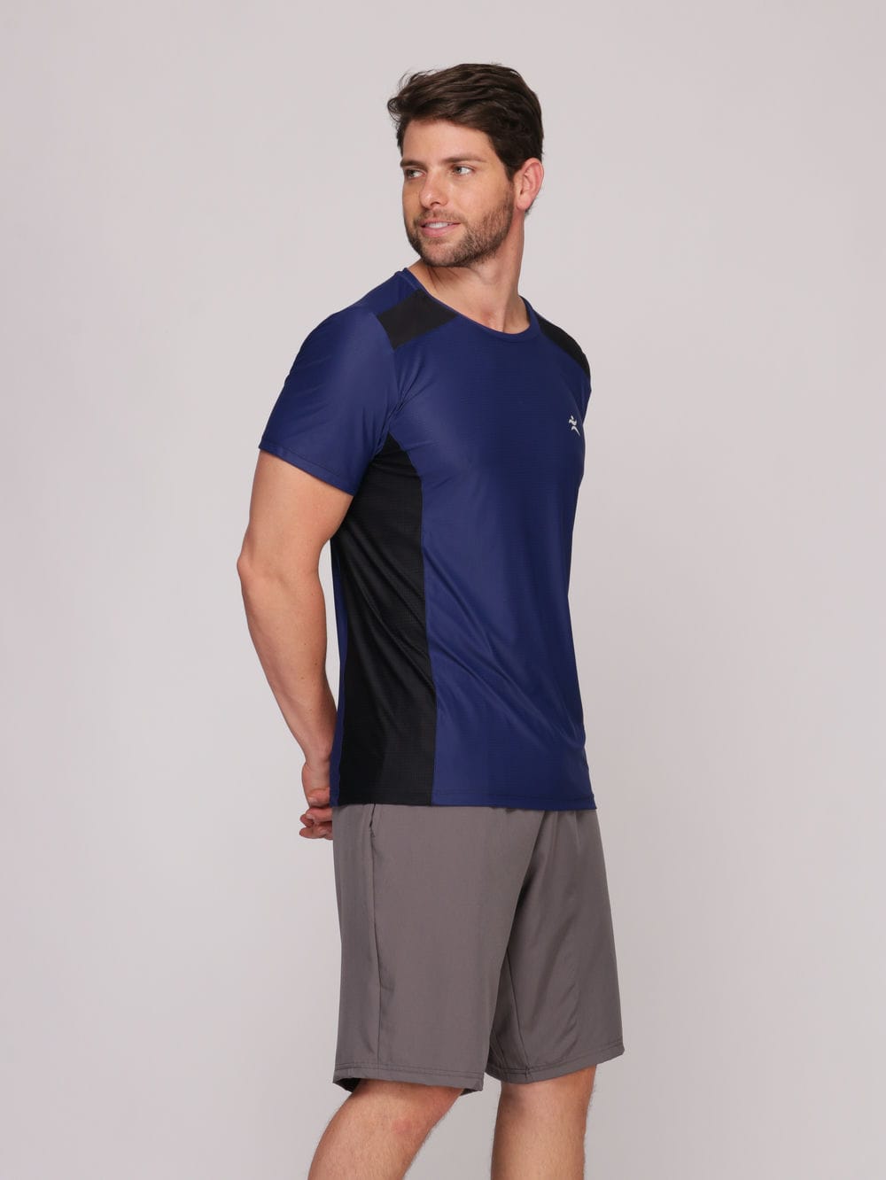 Camiseta Masculina com Recorte Tecido Poliamida com Proteção UV Evita Transpiração - Azul Royal