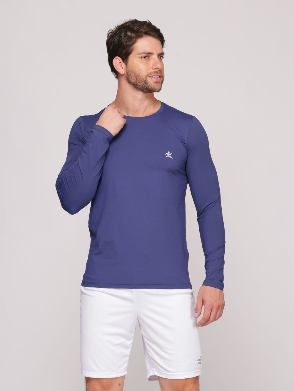 Camiseta Masculina Manga Longa Proteção UV Tecido Poliamida Evita Transpiração - Azul