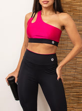 Top Fitness Academia CorePower Ombro Só Poliamida com Detalhes